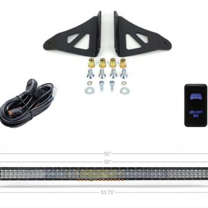 Cali Raised Light Bar, LED, 52 Inch Length, 100 5D Optic Osram 5 Watt LED, 500 Watt, Combo Beam, 50000 Lumens, Clear Polycarbonate Lens – CR2464