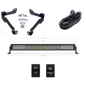 Cali Raised Light Bar, LED, 32 Inch Length, 60 White 5D Optic Osram 5 Watt LED, 300 Watt, Combo Beam, 30000 Lumens, Clear Polycarbonate Lens – CR2565