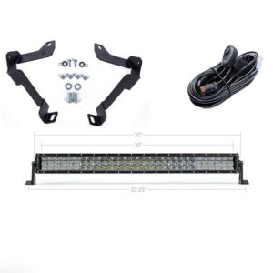 Cali Raised Light Bar, 32 Inch Length, Dual Row Spot/ Combo Beam, 30000 Lumens, LED Clear, Clear Lens, Black Aluminum Housing, Bumper Mount – CR2566