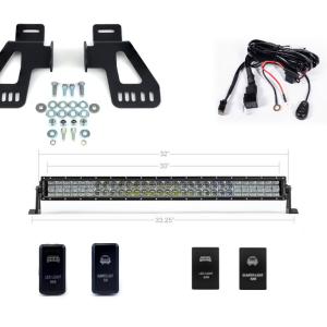 Cali Raised Light Bar, LED, 32 Inch Length, 60 White 5D Optic Osram 5 Watt LED, 300 Watt, Combo Beam, 30000 Lumens, Clear Polycarbonate Lens – CR2572