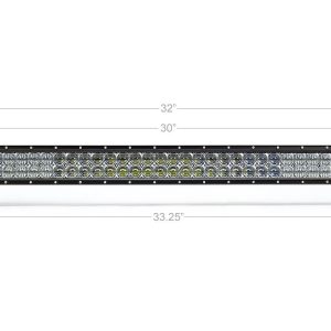 Cali Raised Light Bar, LED, 32 Inch Length, 60 White 5D Optic Osram 5 Watt LED, 300 Watt, Combo Beam, 30000 Lumens, Clear Polycarbonate Lens – CR2572