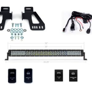 Cali Raised Light Bar, 32 Inch Length, Spot/ Combo Beam, 30000 Lumens, LED Clear, Clear Lens, Black Aluminum Housing, Grille Mount – CR2574