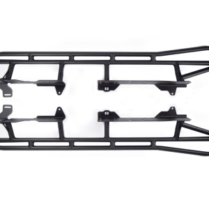 Cali Raised Nerf Bar, Trail Edition, 1-3/4 Inch Round Straight and 25 Degree Bent End, Powder Coated, Black, Steel, Without End Caps, Bolt-On – CR2579