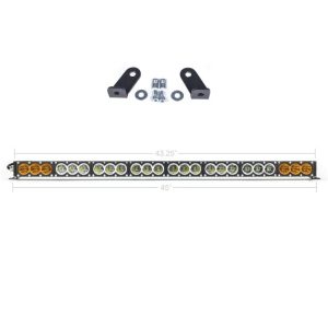 Cali Raised Light Bar, 43 Inch Length, Spot/ Combo Beam, 24000 Lumens, LED Clear, Clear/ Amber Lens, Black Aluminum Housing, Roof Rack Mount – CR2711