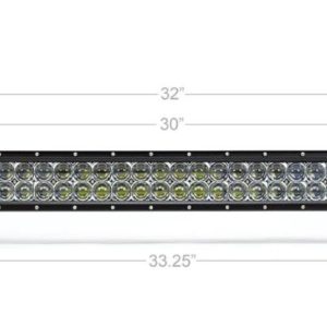 Cali Raised Light Bar, LED, 32 Inch Length, 60 White 5D Optic Osram 5 Watt LED, 300 Watt, Spot Beam, 30000 Lumens, Clear Polycarbonate Lens – CR2845