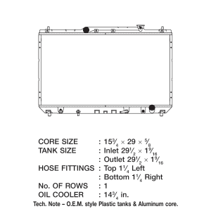 Csf Radiator Radiator, Core Dimensions 15-13/16 Inch Length X 29-1/16 Inch Height X 5/8 Inch Depth, One Row, Downflow – 2621