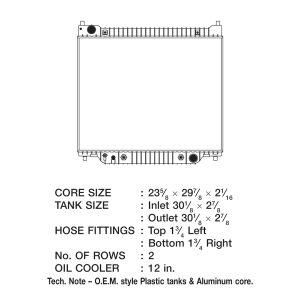 Csf Radiator Radiator, Core Dimensions 23-5/8 Inch Length X 29-7/16 Inch Height X 2-1/16 Inch Depth, Two Row, Downflow – 3111