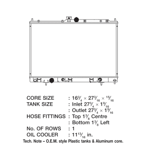 Csf Radiator Radiator, Core Dimensions 16-3/4 Inch Length X 27-1/16 Inch Width X 7/8 Inch Thick, One Row, Downflow – 3130