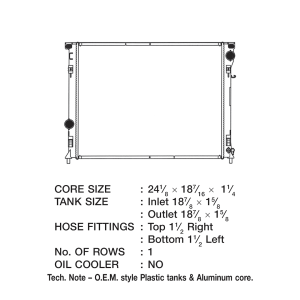 Csf Radiator Radiator, Core Dimensions 24-1/8 Inch Length X 18-7/16 Inch Height X 1-1/4 Inch Depth, One Row, Crossflow – 3174
