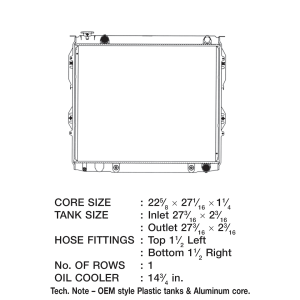 Csf Radiator Radiator, Core Dimensions 22-5/8 Inch Length X 27-1/2 Inch Height X 1-1/4 Inch Depth, One Row, Downflow – 3237