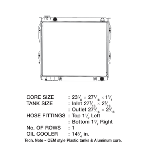 Csf Radiator Radiator, Core Dimensions 23-5/8 Inch Length X 27-1/2 Inch Height X 1-1/4 Inch Depth, One Row, Downflow – 3238