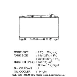 Csf Radiator Radiator, Core Dimensions 15-3/4 Inch Length X 29-1/16 Inch Height X 5/8 Inch Depth, One Row, Downflow – 3312