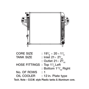 Csf Radiator Radiator, Core Dimensions 19-7/8 Inch Length X 20 Inch Height X 1-1/4 Inch Depth, One Row, Crossflow – 3363