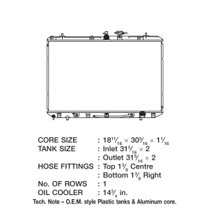 Csf Radiator Radiator, Core Dimensions 18-11/16 Inch Length X 30-5/16 Inch Height X 7/8 Inch Depth, One Row, Downflow – 3375