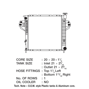 Csf Radiator Radiator, Core Dimensions 19-15/16 Inch Length X 20 Inch Height X 7/8 Inch Depth, One Row, Crossflow – 3379