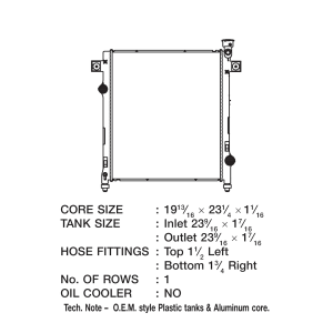 Csf Radiator Radiator, Core Dimensions 19-13/16 Inch Length X 23 Inch Height X 7/8 Inch Depth, One Row, Crossflow – 3425