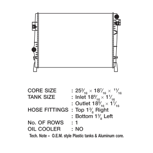 Csf Radiator Radiator, Core Dimensions 25-3/16 Inch Length X 18 Inch Height X 5/8 Inch Depth, One Row, Crossflow – 3455