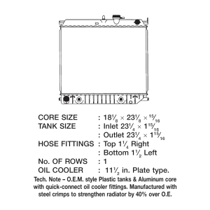 Csf Radiator Radiator, Core Dimensions 18-1/8 Inch Length X 22-3/4 Inch Height X 7/8 Inch Depth, One Row, Downflow – 3471