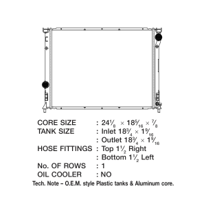 Csf Radiator Radiator, Core Dimensions 24-1/8 Inch Length X 18-5/16 Inch Height X 7/8 Inch Depth, One Row, Crossflow – 3525