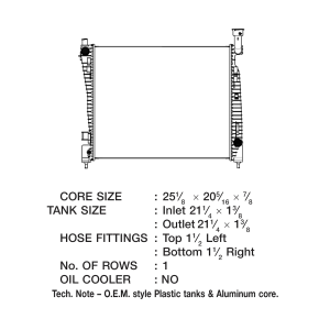 Csf Radiator Radiator, Core Dimensions 25-1/8 Inch Length X 20-1/4 Inch Height X 7/8 Inch Depth, One Row, Crossflow – 3543