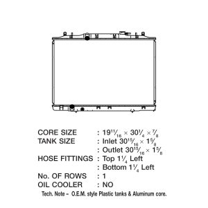 Csf Radiator Radiator, Core Dimensions 19-11/16 Inch Length X 30-1/16 Inch Width X 1-1/4 Inch Depth, Single Core Row, Downflow – 3644