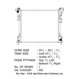 Csf Radiator Radiator, Core Dimensions 24-1/8 Inch Length X 20-1/2 Inch Height X 1-1/4 Inch Depth, One Row, Crossflow – 3659
