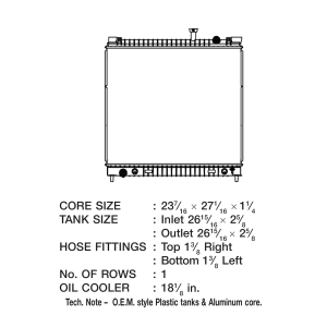 Csf Radiator Radiator, Core Dimensions 23-7/16 Inch Length X 27-1/16 Inch Height X 1-1/4 Inch Depth, One Row, Downflow – 3693