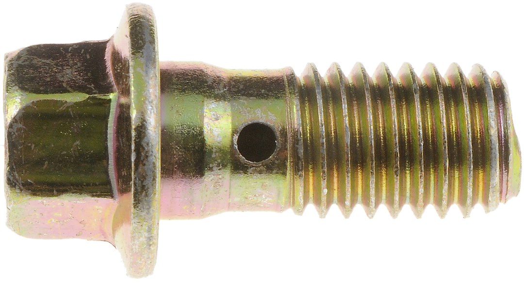 Dorman Banjo Bolt, Carded, M10-1.50 Thread Size X 23 Millimeter Length, Single Hole, Gold-Plated Steel, With Washers – 13940