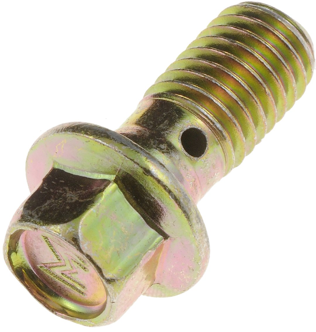 Dorman Banjo Bolt, Carded, M10-1.50 Thread Size X 23 Millimeter Length, Single Hole, Gold-Plated Steel, With Washers – 13940
