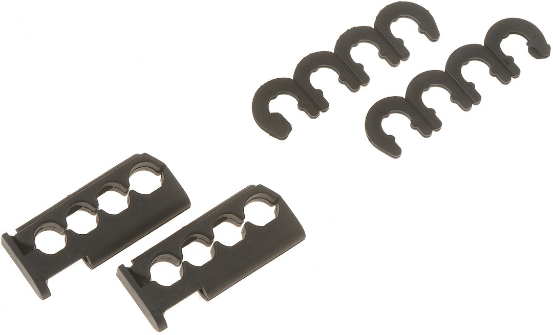Dorman Spark Plug Wire Separator, 2 Long Wire Loom/ 2 Long Enclosed Wire Loom, Black, Plastic – 40281