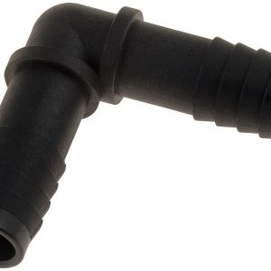 Dorman Heater Hose Fitting, Right Angle Connector, 5/8 Inch Hose Barb, 90 Degree, Natural, Black, Plastic – 47062