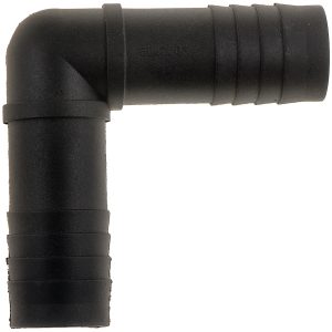Dorman Heater Hose Fitting, Right Angle Connector, 3/4 Inch Hose Barb, 90 Degree, Natural, Black, Plastic – 47063
