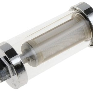 Dorman Fuel Filter, Complete Assembly, IN-Line, Gasoline, 5/16 Fuel Line Nylon Mesh Element, Glass Casing with Chrome Ends, Includes 4 O-Rings – 55241