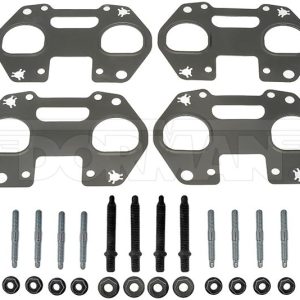 Dorman Exhaust Manifold Gasket, Complete Engine Repair, Fits Both Cylinder Banks, Steel, Set of 4, With Four 10 Millimeter Studs/ Nuts – 57174