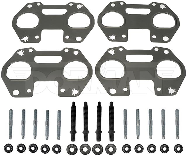 Dorman Exhaust Manifold Gasket, Complete Engine Repair, Fits Both Cylinder Banks, Steel, Set of 4, With Four 10 Millimeter Studs/ Nuts – 57174