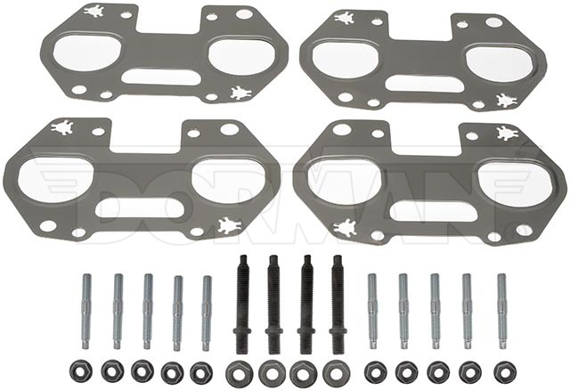 Dorman Exhaust Manifold Gasket, Complete Engine Repair, Fits Both Cylinder Banks, Steel, Set of 4, With Four 10 Millimeter Studs/ Nuts – 57174