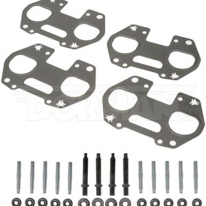 Dorman Exhaust Manifold Gasket, Complete Engine Repair, Fits Both Cylinder Banks, Steel, Set of 4, With Four 10 Millimeter Studs/ Nuts – 57174