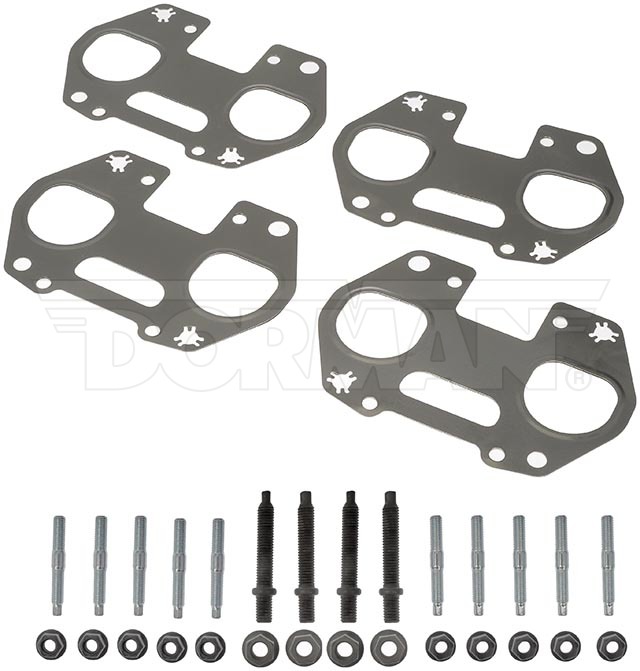 Dorman Exhaust Manifold Gasket, Complete Engine Repair, Fits Both Cylinder Banks, Steel, Set of 4, With Four 10 Millimeter Studs/ Nuts – 57174