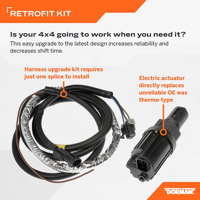 Dorman Four Wheel Drive Actuator, OE Solutions ™, Plastic Housing, 3 Pin Terminal, With Wiring Harness – 600-490