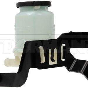 Dorman Power Steering Reservoir, OE Solutions ™, Black/ White, Matte, Metal/ Plastic, With Cap and Mounting Bracket – 603-673