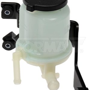 Dorman Power Steering Reservoir, OE Solutions ™, Black/ White, Matte, Metal/ Plastic, With Cap and Mounting Bracket – 603-673