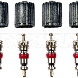 Dorman Tire Pressure Monitoring System – TPMS Sensor Service Kit, OE Solutions™, With Anodized Aluminum Valve Cores/ Valve Caps, Set of 4 – 609-126