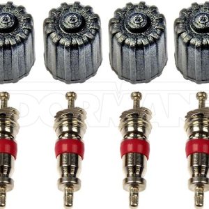 Dorman Tire Pressure Monitoring System – TPMS Sensor Service Kit, OE Solutions™, With Anodized Aluminum Valve Cores/ Valve Caps, Set of 4 – 609-126