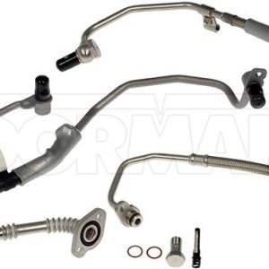 Dorman Turbocharger Coolant Line, OE Solutions™, Steel, With Gasket/ 3 Turbo Coolant Line/ 2 Turbo Oil Lines/ 1 Banjo Bolt – 667-827