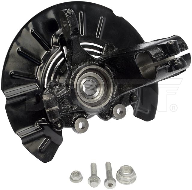 Dorman Spindle, OE Solutions™, 27 Spline, Steel, Black, Painted, Single, With 1 Hub/ 1 Load Knuckle/ 1 Axle Nut/ 2 Pinch Bolt/ 1 Nut – 686-353