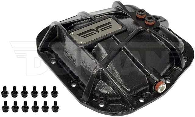 Dorman Differential Cover, OE Solutions ™, 12 Bolt, 9.75 Inch Ring Gear, With Fill Plug, With Drain Plug, Powder Coated, Ductile Iron – 697-734