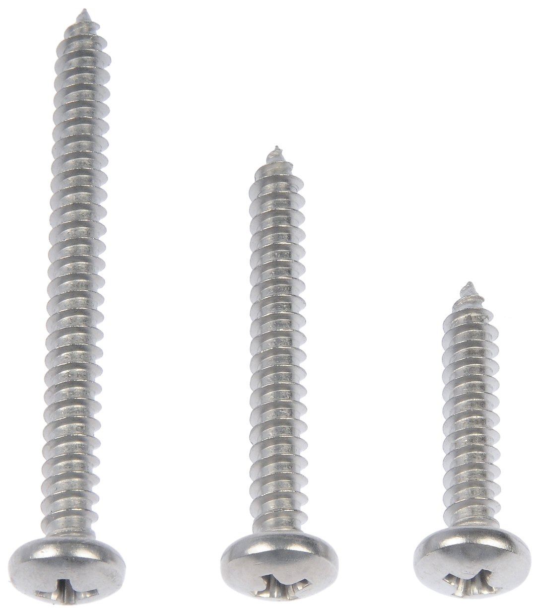 Dorman Screw, Autograde™, Self Tapping, #10 X 1 Inch Length/ #10 X 1.5 Inch Length/ #10 X 2 Inch Length, Pan Head, Stainless Steel – 784-155