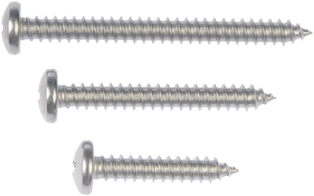 Dorman Screw, Autograde™, Self Tapping, #10 X 1 Inch Length/ #10 X 1.5 Inch Length/ #10 X 2 Inch Length, Pan Head, Stainless Steel – 784-155