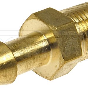 Dorman Fuel Line Fitting, OE Solutions ™, Inverted Flare Male Connector, Barbed End, 3/8-27 Thread Size, 1.1 Inch Length, Brass – 785-410D