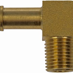 Dorman Adapter Fitting, Autograde ™, 90 Degree 3/8 Inch Hose to 1/4 Inch Male NPT, Natural, Gold, Brass, Single – 785-430